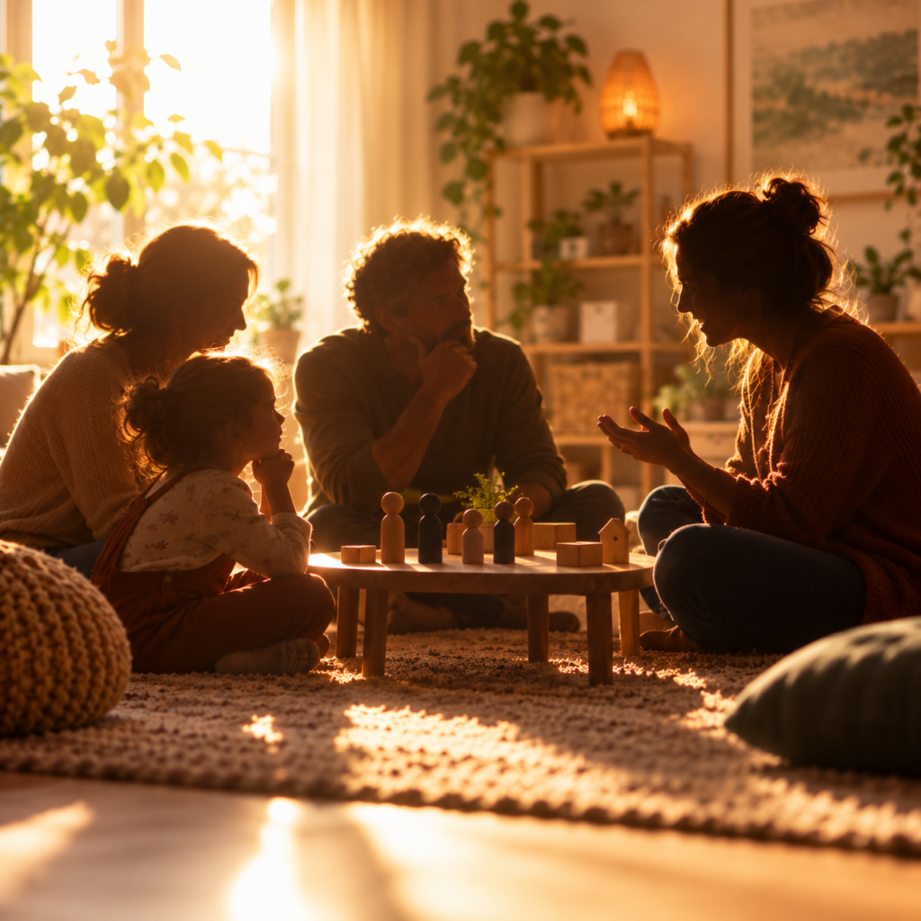 warm family therapy circle